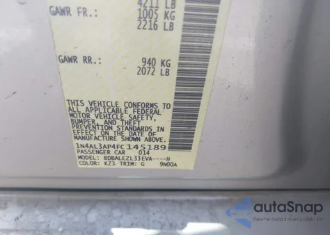 2015 Nissan Altima 2.5 S z USA, uszkodzony, nr VIN 1N4AL3AP4FC145189